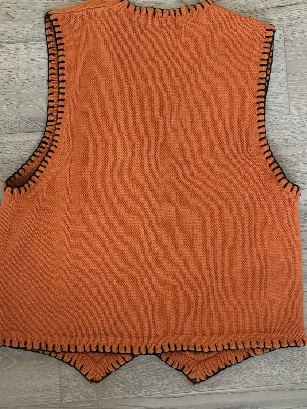 Vintage Victoria Jones Halloween Sweater Vest Large Orange Haunted House - Picture 5 of 5